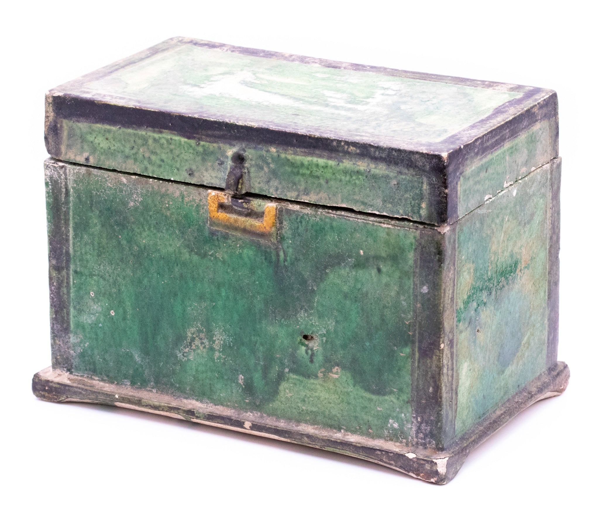 CHINA MING DYNASTY 1368-1644 AD GREEN GLAZED EARTHENWARE CHEST