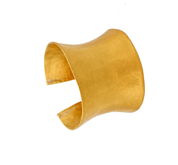Yossi Harari Bold Hammered Roxanne Corset Cuff Bracelet In Solid 24Kt Gold