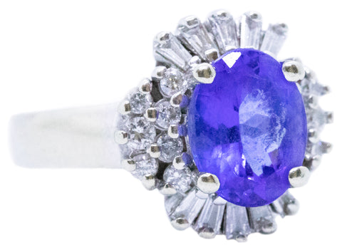 TANZANITE 2.35 CT AND DIAMONDS 14 KT RING