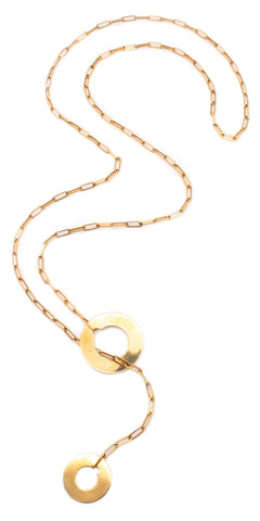 DINH VAN PARIS VINTAGE 18 KT YELLOW GOLD LONG LARIAT CIRCLES NECKLACE