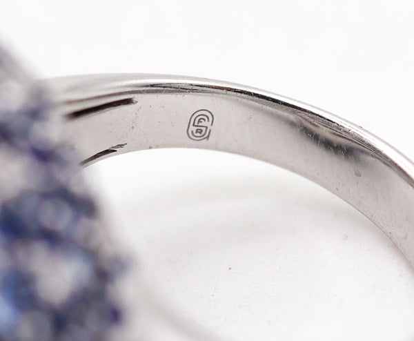 Contemporary Spherical Cocktail Ring In 18Kt White Gold With 11.87 Ctw In Sapphires And Diamonds