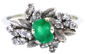 EMERALD & DIAMONDS MID CENTURY RING