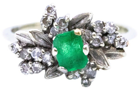 EMERALD & DIAMONDS MID CENTURY RING