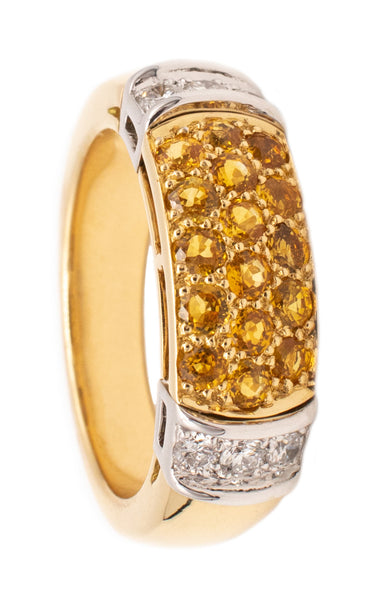 *Van Cleef & Arpels Paris ring in 18 kt yellow gold with 1.42 Ctw in diamonds and sapphires