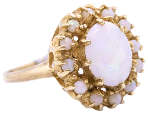 Antique Opals Cabochons 14 KT Gold Ring