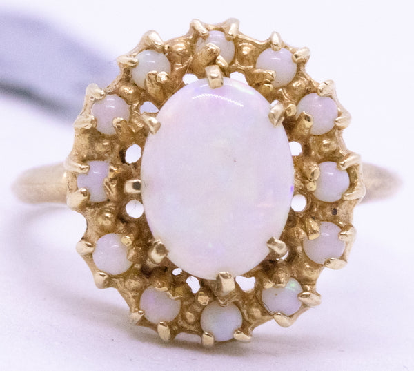 Antique Opals Cabochons 14 KT Gold Ring