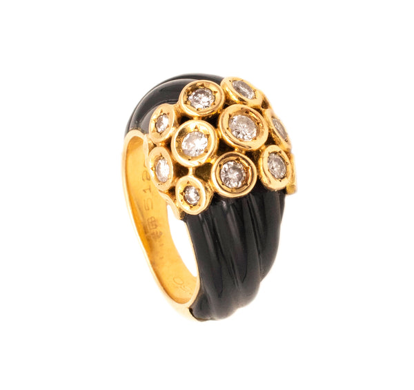 Van Cleef & Arpels 1970 Paris Vintage Ring In 18Kt Gold With Black Onyx And VS Diamonds