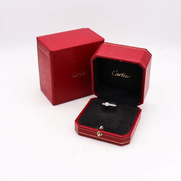 (S)Cartier Paris Engagement Ring In Platinum With 0.76 Cts D E VVS Diamonds In Box