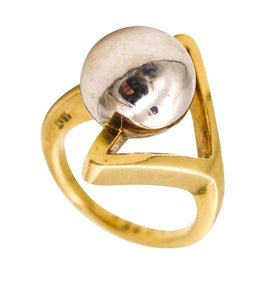 -Cartier 1969 Dinh Van Geometric Sculptural Ring In Two Tones Of 18Kt Gold