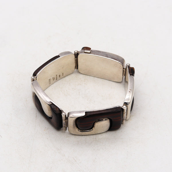Gucci Firenze 1970 Rare Vintage Bracelet In .925 Sterling Silver With Macassar Ebony Wood
