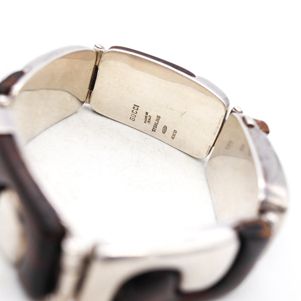 Gucci Firenze 1970 Rare Vintage Bracelet In .925 Sterling Silver With Macassar Ebony Wood
