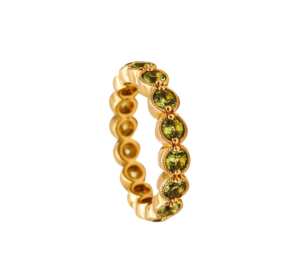 Bony Levy Eternity Band Ring In 18Kt Yellow Gold With 2.42 Cts In Green Peridots
