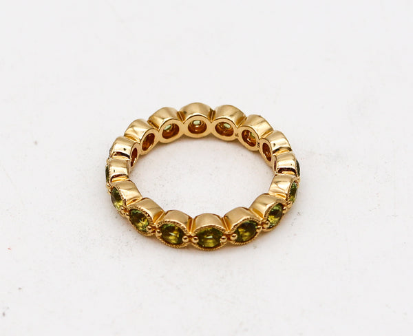 Bony Levy Eternity Band Ring In 18Kt Yellow Gold With 2.42 Cts In Green Peridots