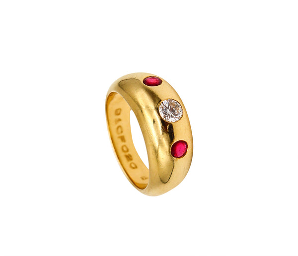 Cartier Paris Daphne Ring In 18Kt Yellow Gold With Burmese Rubies And Diamond