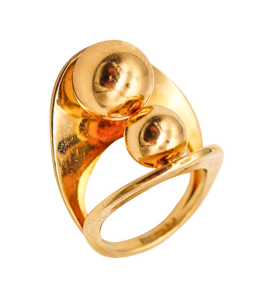 -Cartier 1969 Dinh Van Geometric Sculptural Astral Ring In 18Kt Yellow Gold