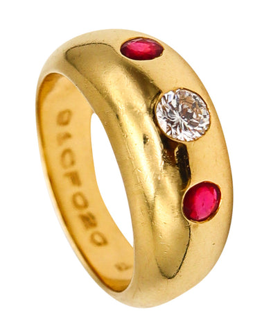 Cartier Paris Daphne Ring In 18Kt Yellow Gold With Burmese Rubies And Diamond