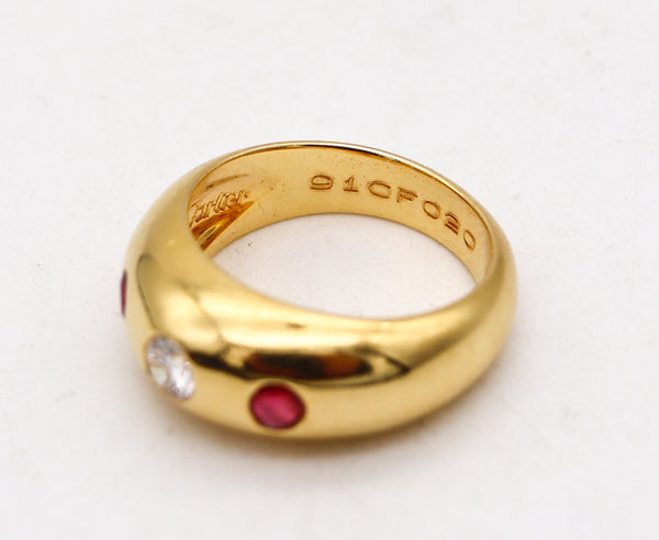 Cartier Paris Daphne Ring In 18Kt Yellow Gold With Burmese Rubies And Diamond