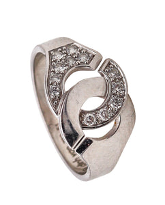 Dinh Van Paris Menottes R10 Ring In 18Kt White Gold With VS Diamonds