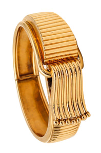 Art Deco 1930 Machine Age Geometric Bangle Bracelet In Solid 18Kt Yellow Gold
