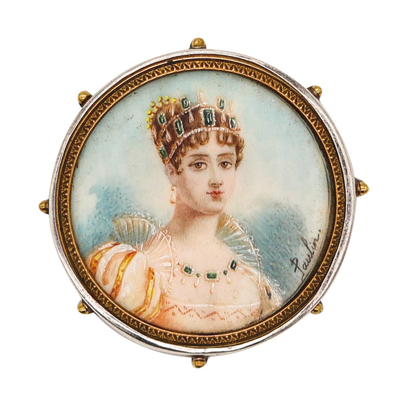-Rebecca Collins Empress Josephine Brooch In 18Kt And Sterling Silver By Paulin