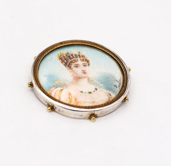 -Rebecca Collins Empress Josephine Brooch In 18Kt And Sterling Silver By Paulin