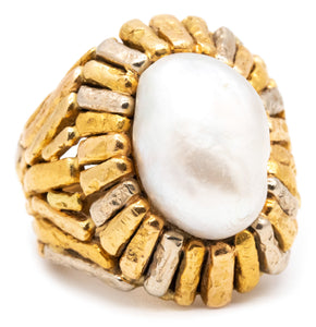 Patek Philippe By Gilbert Albert 1960 Swiss Very Important Ring In 18Kt Gold With Natural Pearl