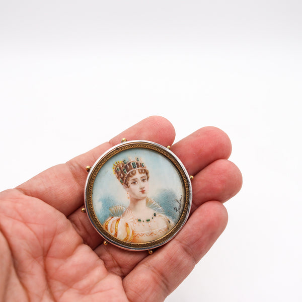 -Rebecca Collins Empress Josephine Brooch In 18Kt And Sterling Silver By Paulin