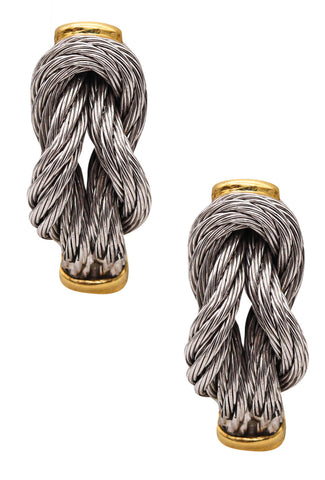 Fred of Paris Modern Hercules Knots Hoops Earrings In 18Kt Yellow Gold And Nautical Cable