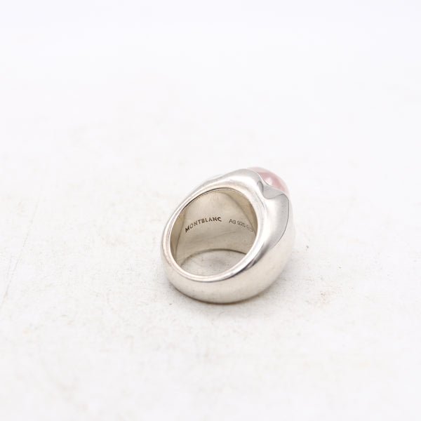 *Montblanc Signature Cocktail ring in solid .925 sterling silver with Rose Rock Quartz