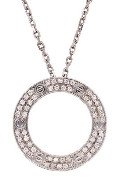 Cartier Paris Love Necklace Chain In 18Kt White Gold With VVS Diamonds