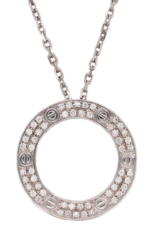 Cartier Paris Love Necklace Chain In 18Kt White Gold With VVS Diamonds
