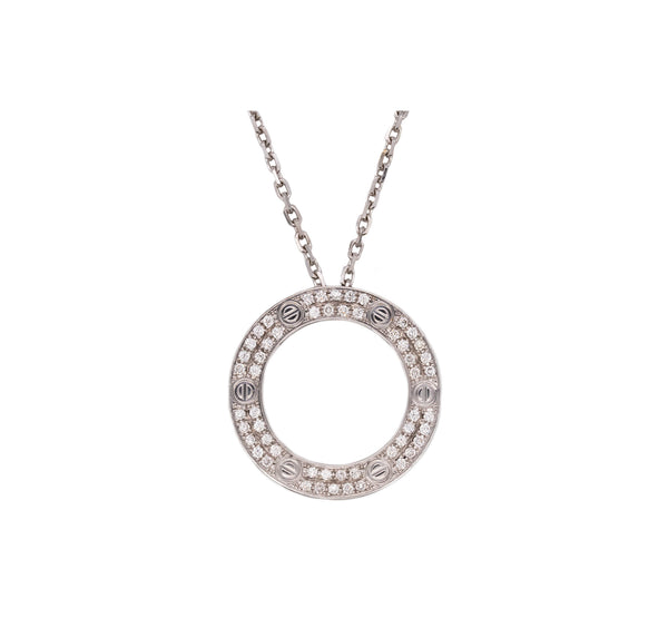 Cartier Paris Love Necklace Chain In 18Kt White Gold With VVS Diamonds