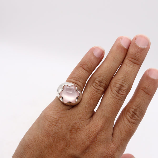 *Montblanc Signature Cocktail ring in solid .925 sterling silver with Rose Rock Quartz