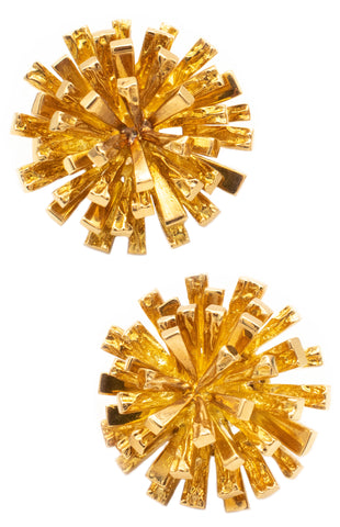 TIFFANY & CO. 1970 VINTAGE SUN BURST SPUTNIK EARRINGS IN 18 KT YELLOW GOLD