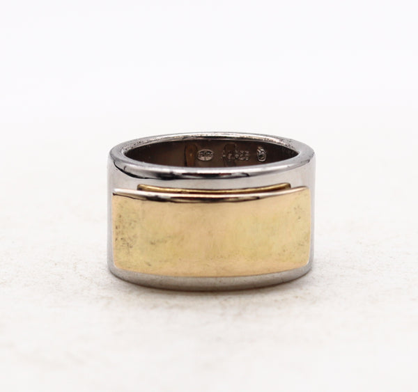*Yves Saint Laurent Paris Geometric Ring in .925 Sterling Silver & 18 kt Yellow Gold