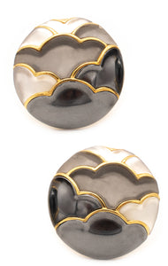 Angela Cummings Japonisme Ear-Clips 18Kt Yellow Gold With Inlaid Gemstones