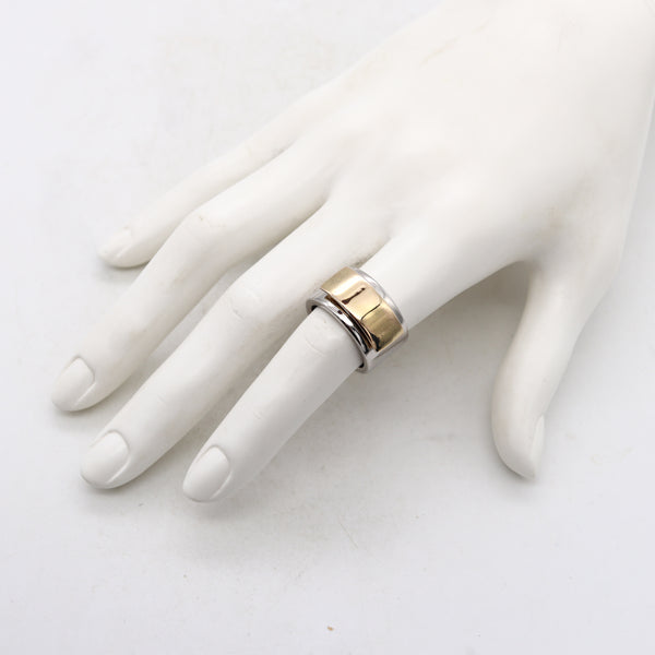 *Yves Saint Laurent Paris Geometric Ring in .925 Sterling Silver & 18 kt Yellow Gold