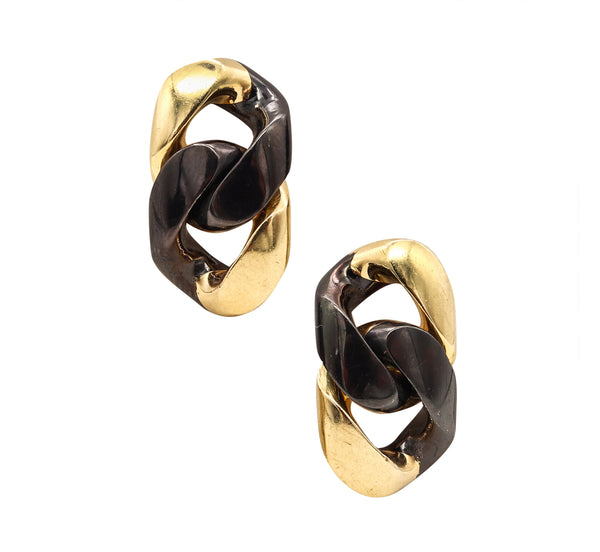 Paolo And Amedeo Bottoli Verona Double Links Earrings In Two Tones Of 18Kt Gold