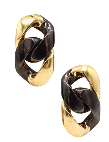 Paolo And Amedeo Bottoli Verona Double Links Earrings In Two Tones Of 18Kt Gold