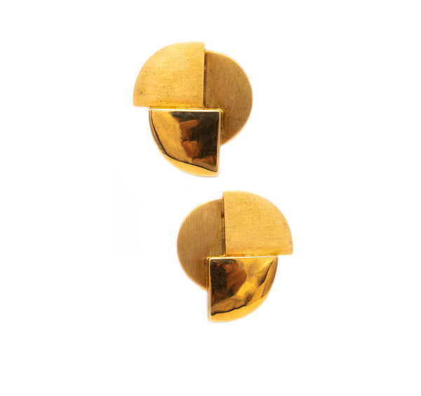 BURLE MARX 1970 BRAZIL 18 KT YELLOW GOLD GEOMETRIC EARRINGS