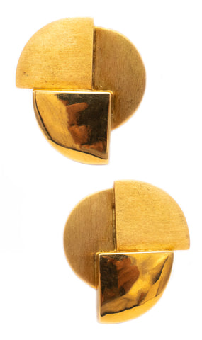 BURLE MARX 1970 BRAZIL 18 KT YELLOW GOLD GEOMETRIC EARRINGS