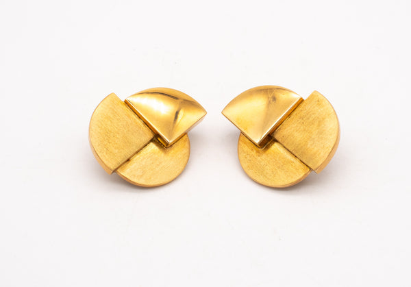 BURLE MARX 1970 BRAZIL 18 KT YELLOW GOLD GEOMETRIC EARRINGS