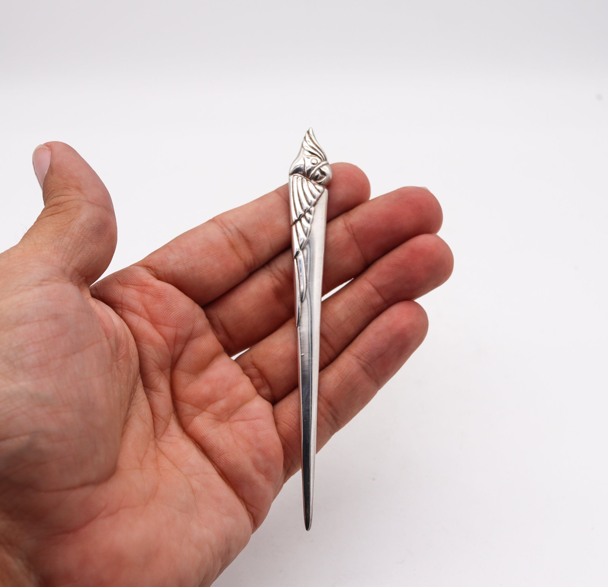 Bvlgari Roma 1970 Vintage Parrot Bird Letter Opener In 925