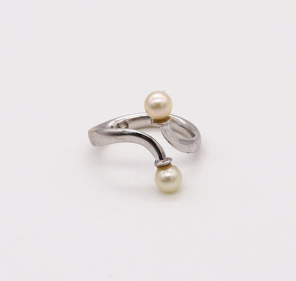Vivianna Torun For Georg Jensen 1970 Free Form Ring In 18Kt White Gold With Pearls