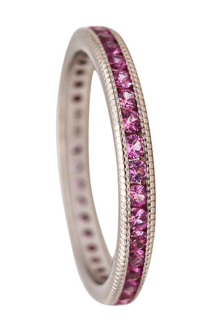 Eternity Band Ring In 18Kt White Gold With 1.02 Cts In Vivid Pink Sapphires