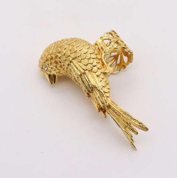 Rebecca Koven Sculptural Parakeet Bird Ring In Solid 18Kt Yellow Gold