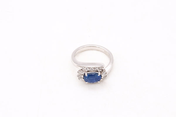 Gia Certified Platinum Cocktail With 3.99 Ctw In Ceylon Sapphire And Diamonds