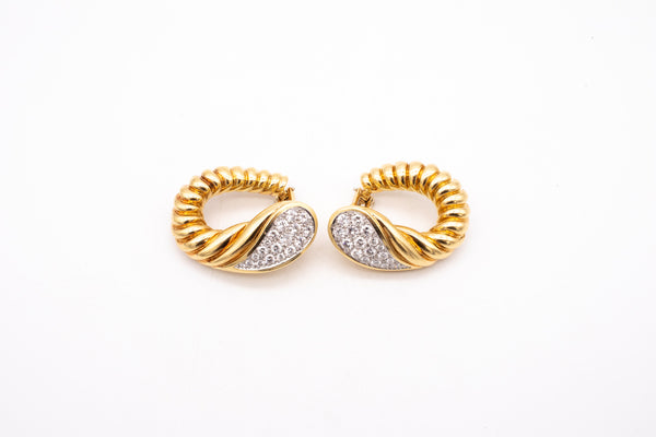 CHARLES TURI 18 KT NYC YELLOW GOLD EARRINGS WITH 4.36 Ctw OF VS DIAMONDS