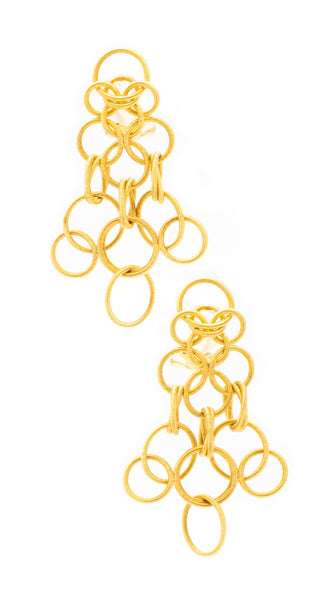 BUCCELLATI MILANO HAWAII COLLECTION 18 KT GOLD SMALL CIRCLES DROP EARRINGS