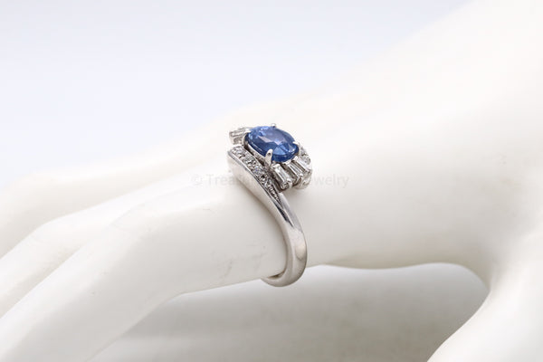 Gia Certified Platinum Cocktail With 3.99 Ctw In Ceylon Sapphire And Diamonds